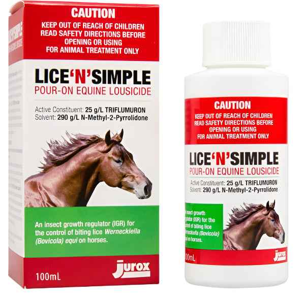 Lice 'N' Simple Pour-on Equine Lousicide-100ml - Red Barn Supply Company